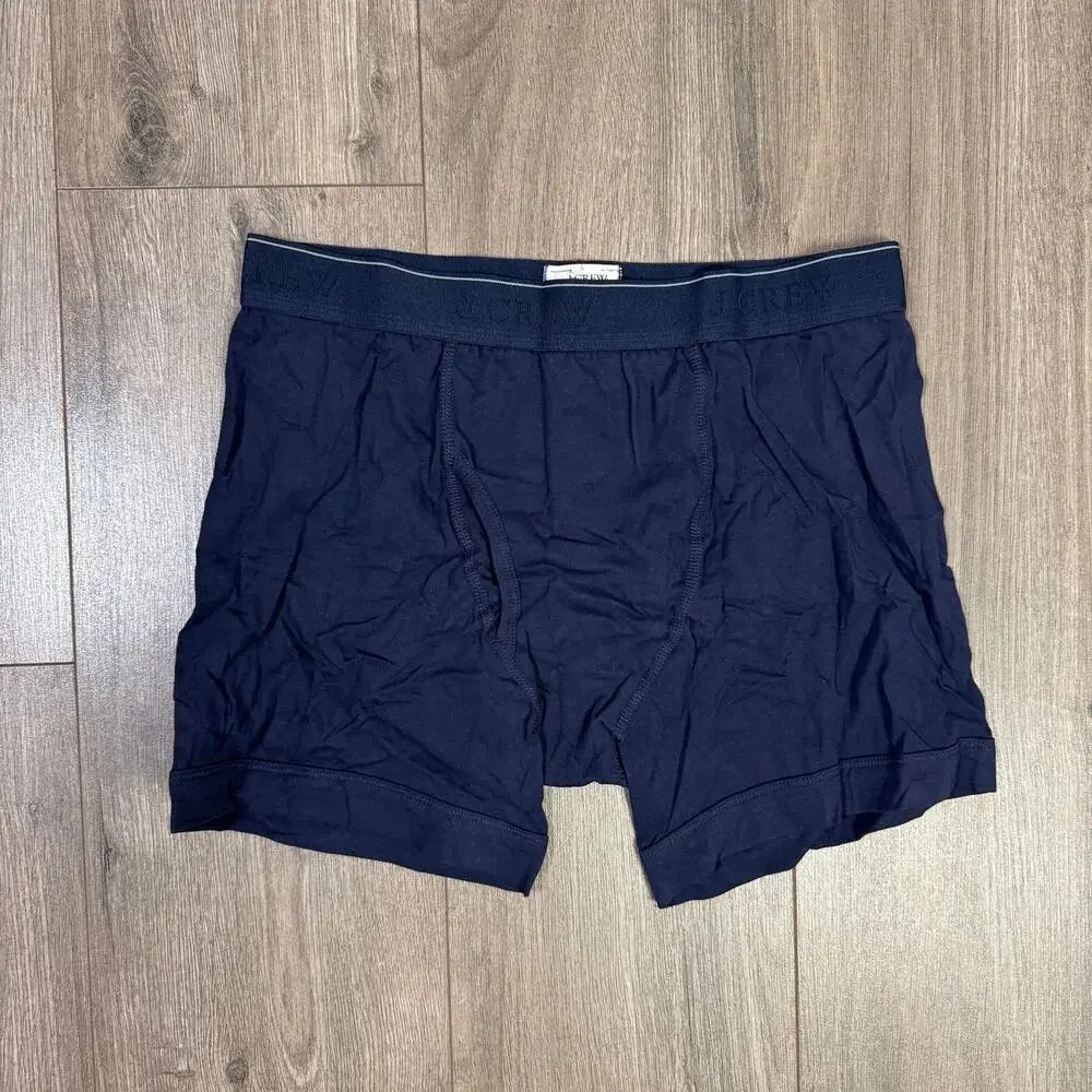 J.Crew Knit Boxer Briefs Mens M Dark Navy Pull-On Stretch Elastic Waistband Logo